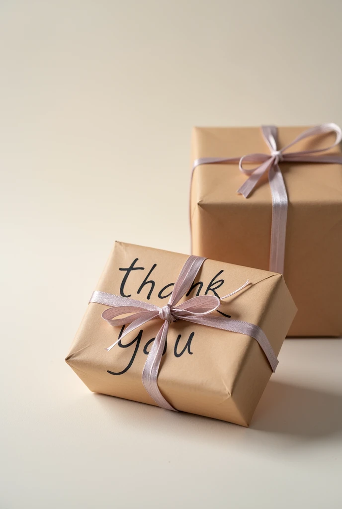 thank you is written on a the wrapped package 