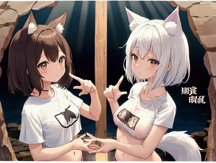 fsnw　(Printed Polaroid Photo(2females および2人の女の子 cute,cute　Five fingers　Five fingers　Small wolf ears　Small wolf ears　White Shorthair　Brown short hair　Petite　 Petite　She has big breasts　She has big breasts　first round　first round　Swimwear　T-Shirts　　The backg...