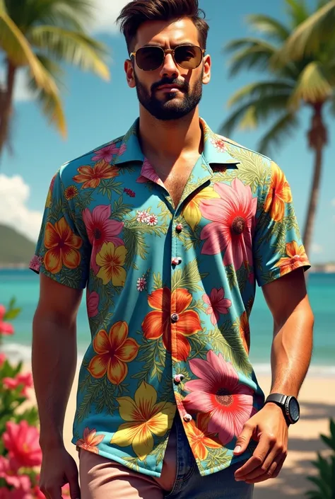 Hawaian shirt which has condoms 