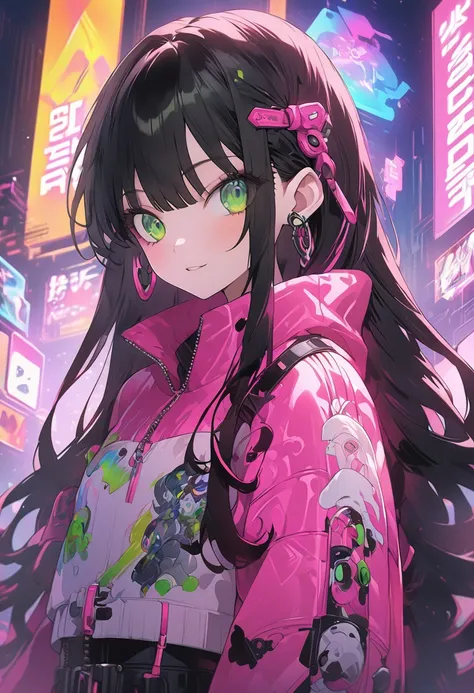 Anime girl with green eyes and neon long hair in black and pink outfit, PHONK avatar bad guy anime 8k, Anime style 4k, Anime Cyberpunk Art, Best Anime 4K Konachan Wallpapers, Anime Wallpaper 4K, Anime Wallpaper 4K, anime art wallpaper 8 k, Anime Art Wallpa...