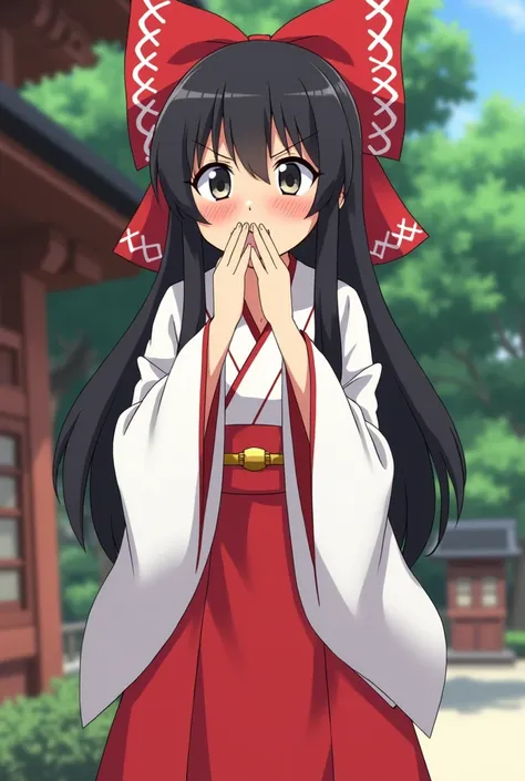 Reimu lets out a giant burp　Embarrassed