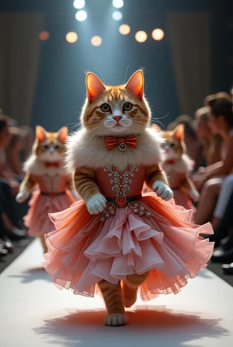 Cat
in a dress fasion show competitions 
