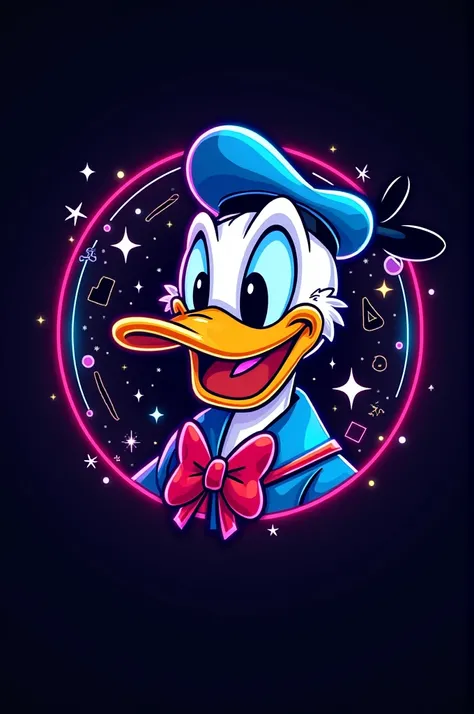 A logo called Editions and Templates with a background that has Donald Duck in Neon and has many identifications