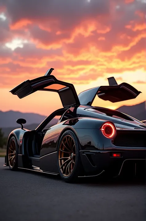 pagani zonda at sunset