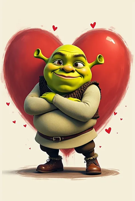 Cute Shrek design in a heart to print on a t-shirt 