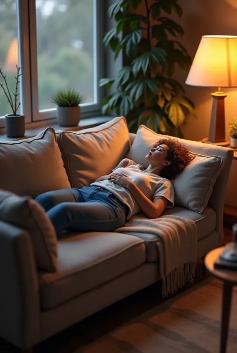 A person lying on his couch resting from a busy day 