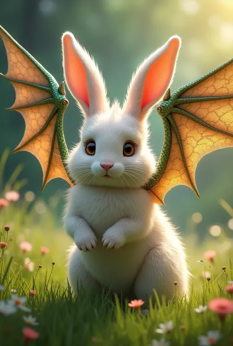 The rabbit has wings like a dragon.
