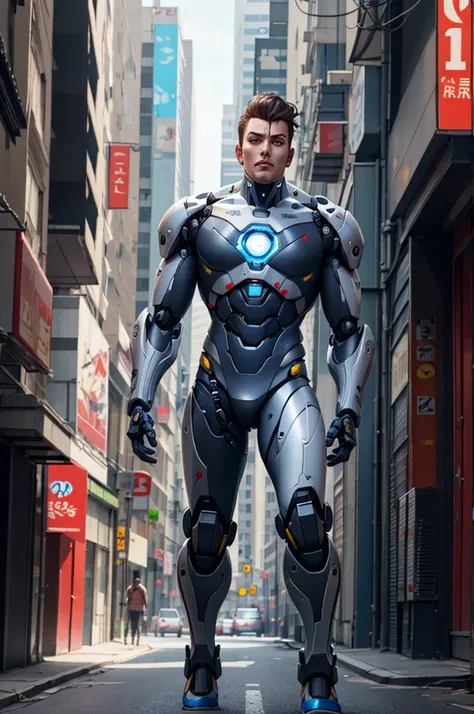 Bionic Man Cyberpunk Full Body, cyborg, Human-robot hybrid,