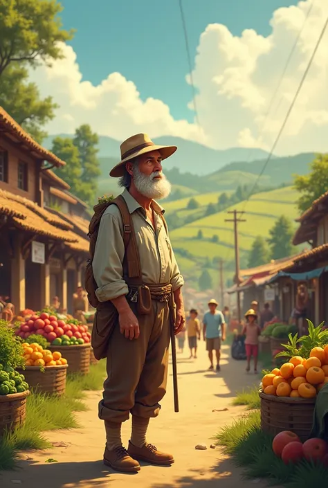 The final scene shows the farmer, now rich and content, enjoying a peaceful life in his flourishing village.