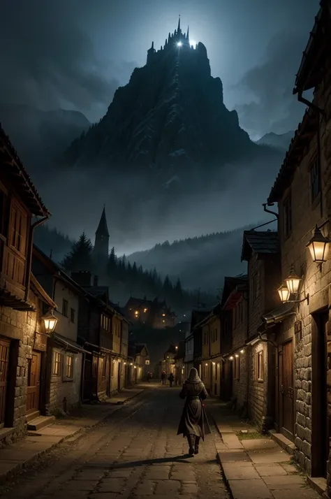 Step into a medieval world of darkness and intrigue, as you wander through the eerie village at the foot of a looming mountain.