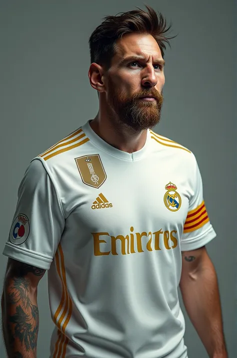 Picture of Messi wearing Real Madrid jersey
