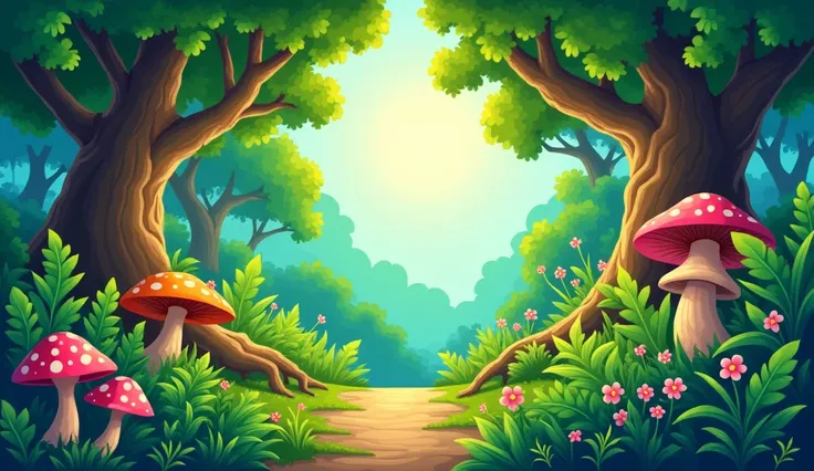 Creat jungle forest  background for carton style 
Without animals 