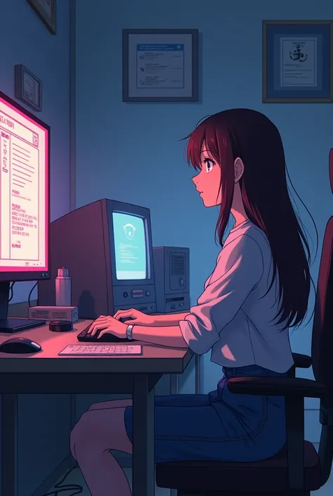 computer work anime