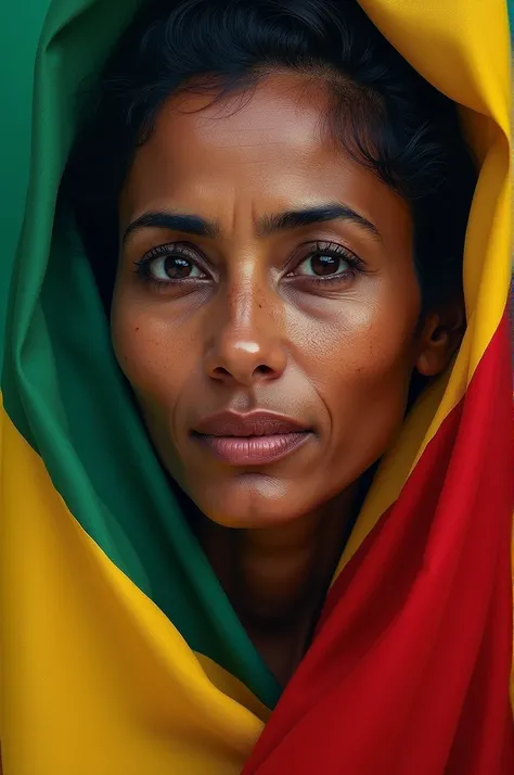 Ethiopian mother and ethiopian flag 