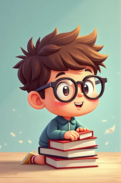 Book with glasses, cartoon image, 2d, pixel, chibi