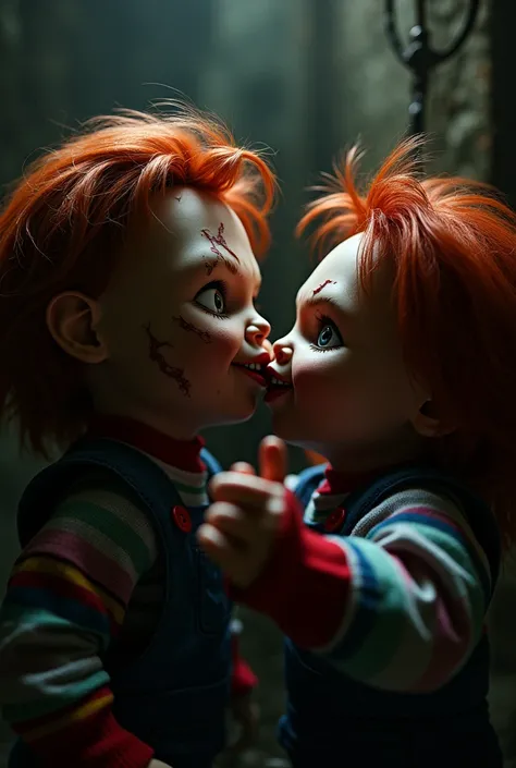 Chucky doll giving kiss


