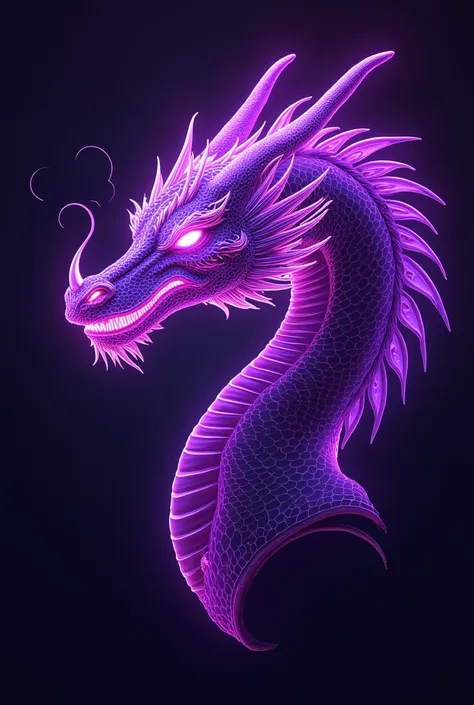 Purple colored cyber dragon head only drawn illuminated




