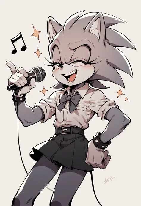 The character sonic with the microphone singing