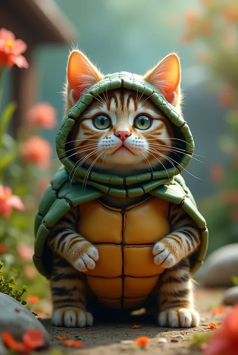 Cat in a turtle suit