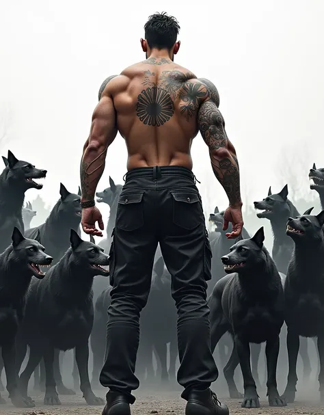 best quality,masterpiece,Ultra-high resolution,1 person,looking at the audience,one,Yamamoto Takashi style,Countless black evil black dog beasts surrounded him，
simple background,White_background,Machinery Division，Exoskeleton，Cold-blooded adult man，toughb...