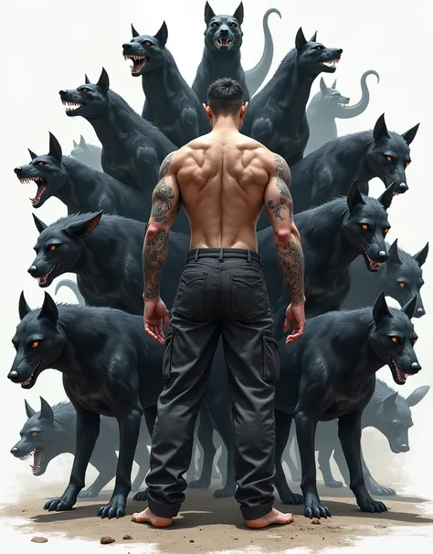 best quality,masterpiece,Ultra-high resolution,1 person,looking at the audience,one,Yamamoto Takashi style,Countless black evil black dog beasts surrounded him，
simple background,White_background,Machinery Division，Exoskeleton，Cold-blooded adult man，toughb...