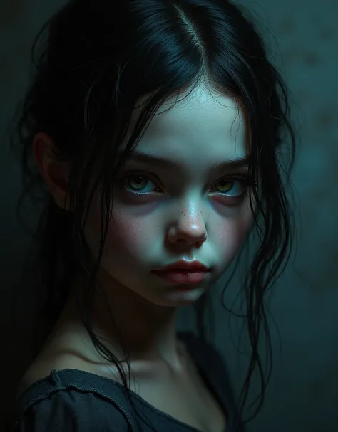 ((beste-Qualit)), ((masterpiece)), ((Realistic)), Ultra-detailed, A  girl, Based on materials "Flickering in the dark", (artist Gouveyz) —Q 4