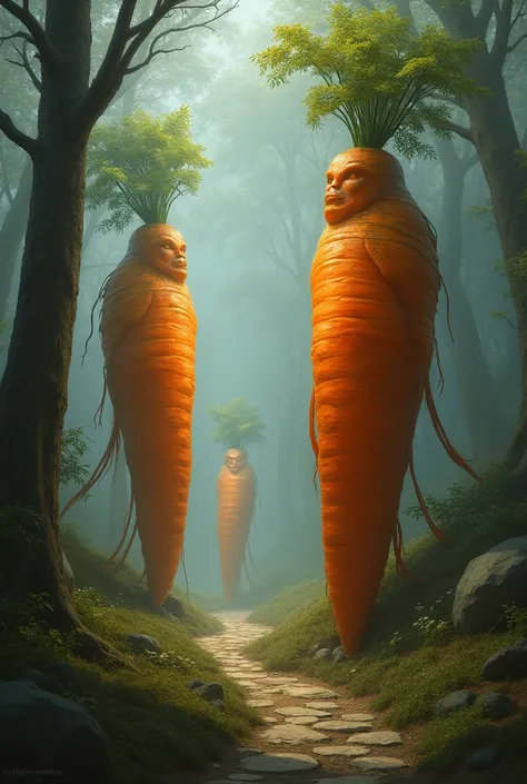 Carrots are mythological creatures, they are peaceful monsters, They are wise but scary creatures 