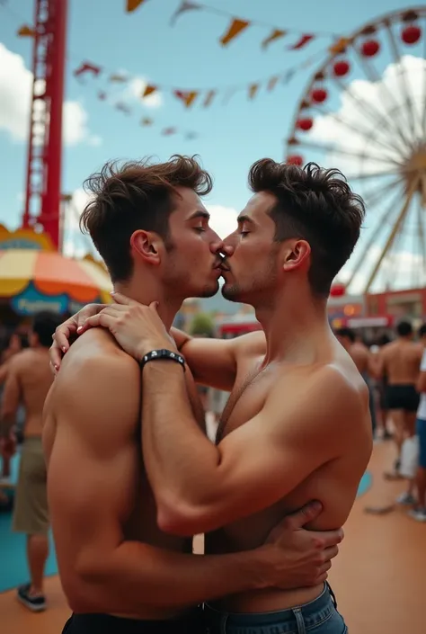 Two gays fucking xxx in an amusement park