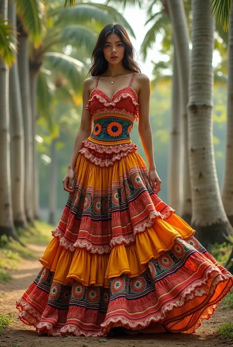 You can make a dress related to the department of chálate mango of El Salvador that has one less uncle with white trees that are fluffy