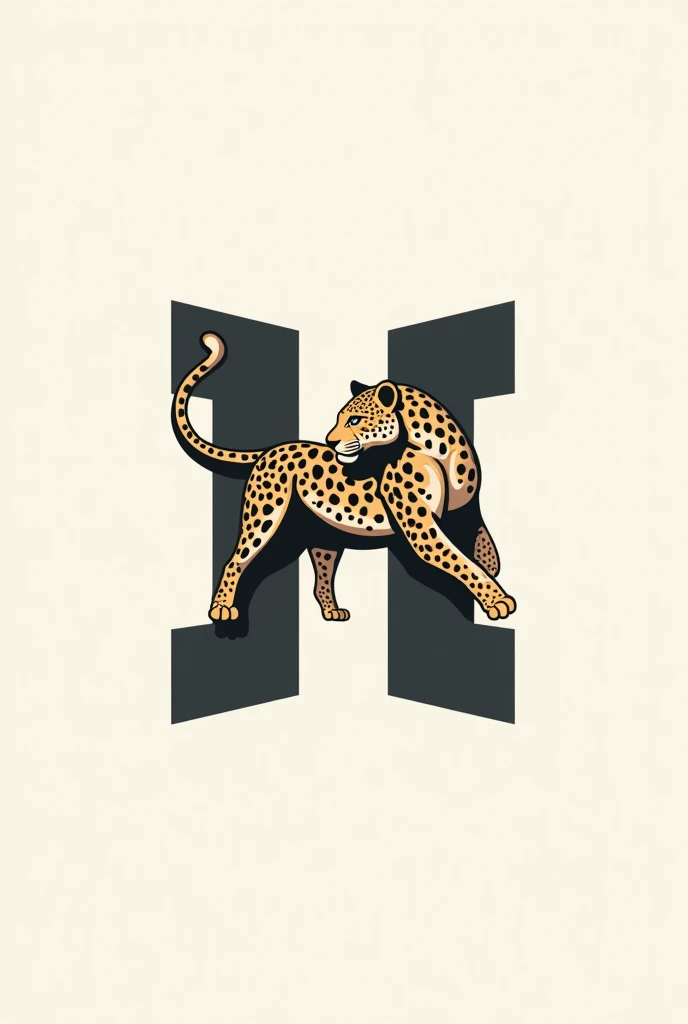 help create art combination trick sketch of leopard and letter H to look as they joined structure logo for something 
