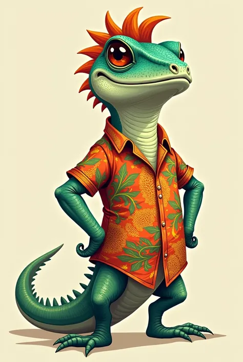 Hot lizard with short tail and haircut wearing fake Brazilian shirt