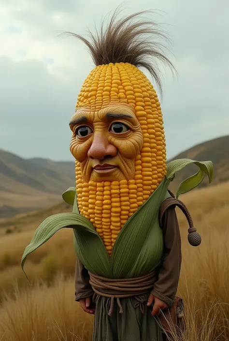 Create an image of corn with a Mongolian face