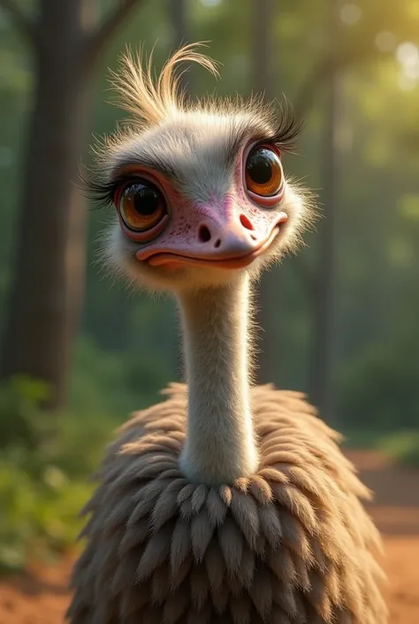 An Emu looking like it has used medicine, not Disney Pixar Cartoon style
