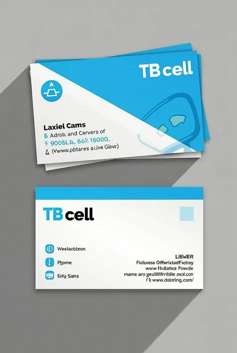 Create a business card for the store named "TB cell." The design should include:
- Store name: "TB cell"
- Logo (if available) or an icon related to technology and cell phones
- Address: [insert store address]
- Phone: [insert phone number]
- Email: [inser...