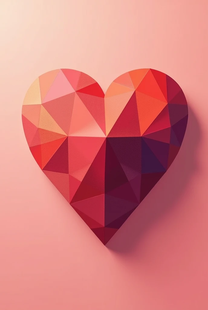 A heart in an abstract geometric composition that blends into the warm pink background 