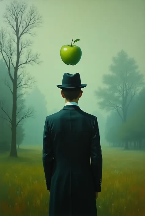 the son of man painting by rené magritte in the style of impressionism
