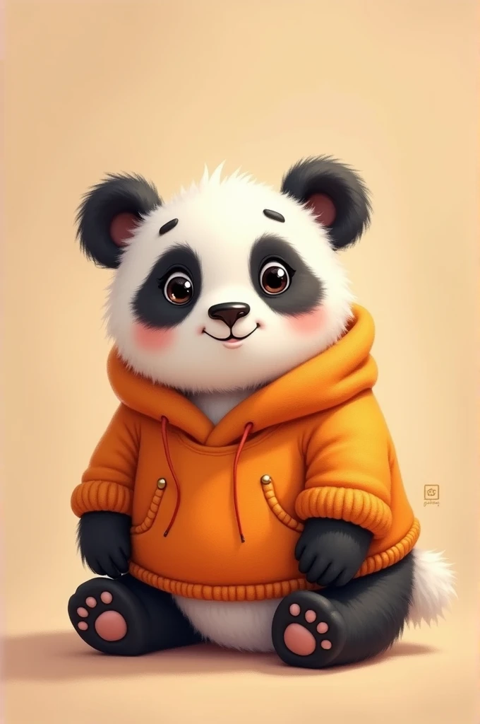 create for me a cute panda bear with an orange sweater