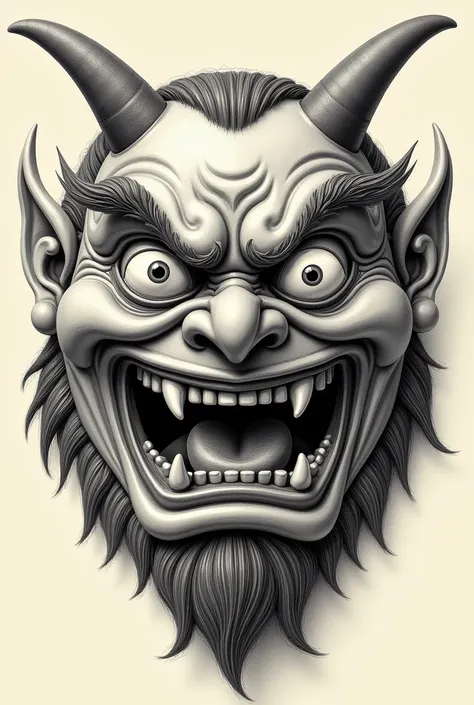 Japanese Ogre Mask, drawning, high qualiy 