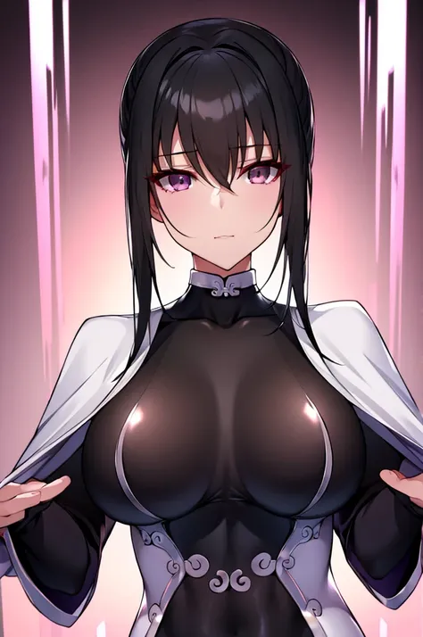 erotic、fgo qin liangyu、double bang、tall、 mature, married women, a shiny pale pink and white rubber suit、turtleneck、邪evilな女戦闘員, p...