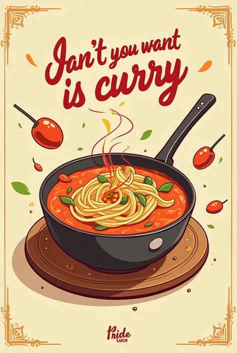 Typography Poster、"What do you want to eat?？It&#39;s curry.！My curry is spicy！！！"、Cool posters、simple、Pop characters