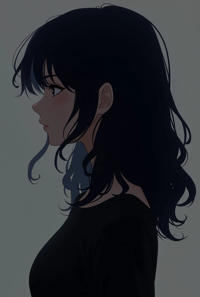 Profile picture of dark girl with wavy hair in anime style