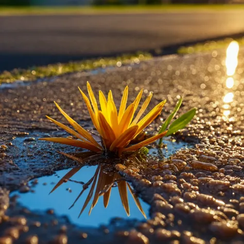 colorful, highly detailed macro shot of the complicated life in a puddle Masterpiece, 