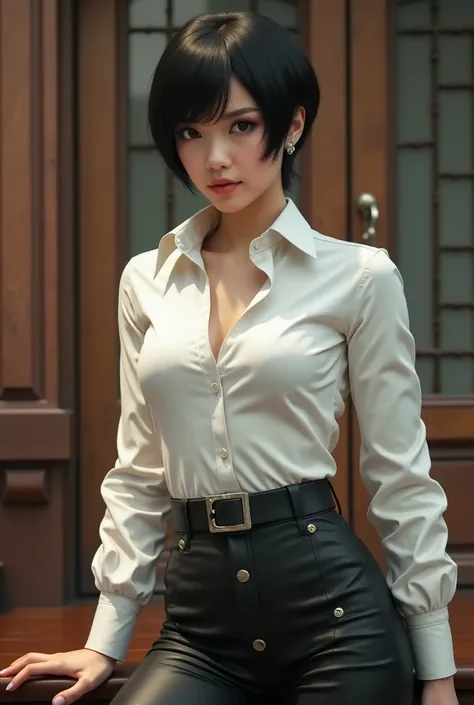 Ada Wong wearing white shirt and leather pants Excellent quality