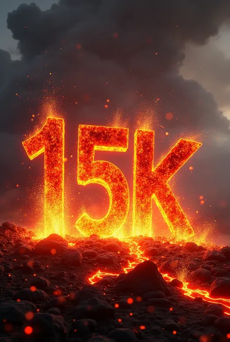 LAVA JUMPING OUT OF A VOLCANO FORMING THE WORD 15K