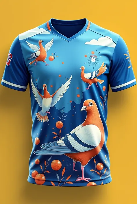 Team shirt with pigeon images 
