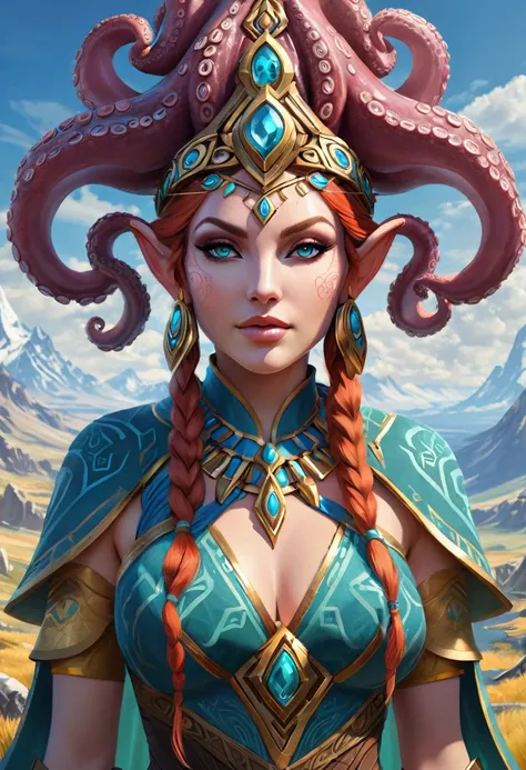 Anthropomorphic feminine octopus enchantress. Official Art – An Award-Winning Digital Masterpiece In 4K Ultra HD, Extreme Detail And Intricate Realism. Symmetrical Face. This Concept Art Brought To Life By The Hands Of Artists Like Wlop & Artgerm In A Stun...