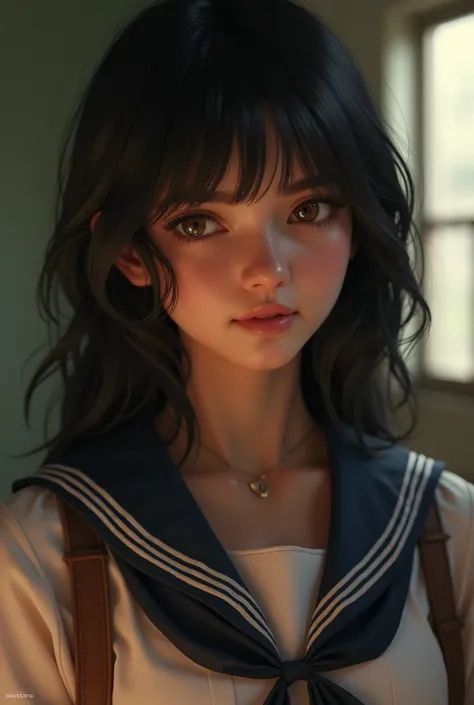 ((best qualityer, 8k, ​masterpiece: 1.3)) 1womanl, fot, body skinny, Body cute, beautiful face, black hair, eyes browns, skin detailed, best qualityer, Schoolgirl, College of Magi, brazil, ultra realistic environment, rich in detail, smooth light, volumeri...