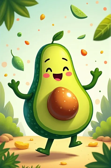 Happy avocado dancing cartoon wallpaper