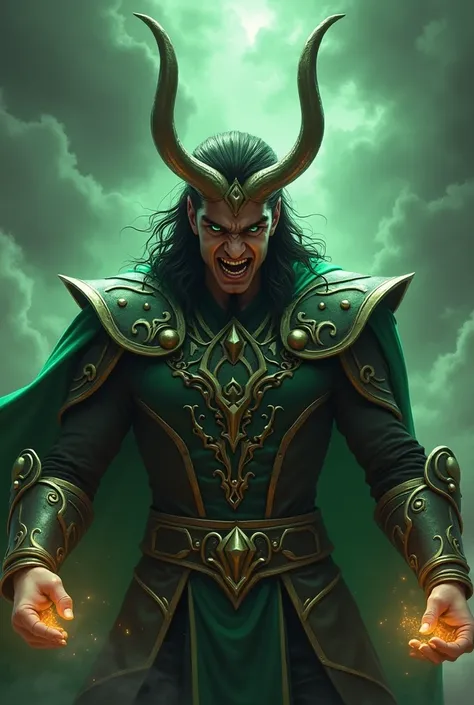 Loki from Norse mythology furious 