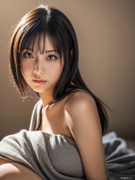 Ultra-detailed 40K photo, masterpiece, ultra high res, (photo realistic:2.0), soft warm lighting, ultra detailed vast background, front view, full body shot, an ultra-detailed Japanese girl, Posing as a ultra sexy model in an open,  inviting expression, wi...